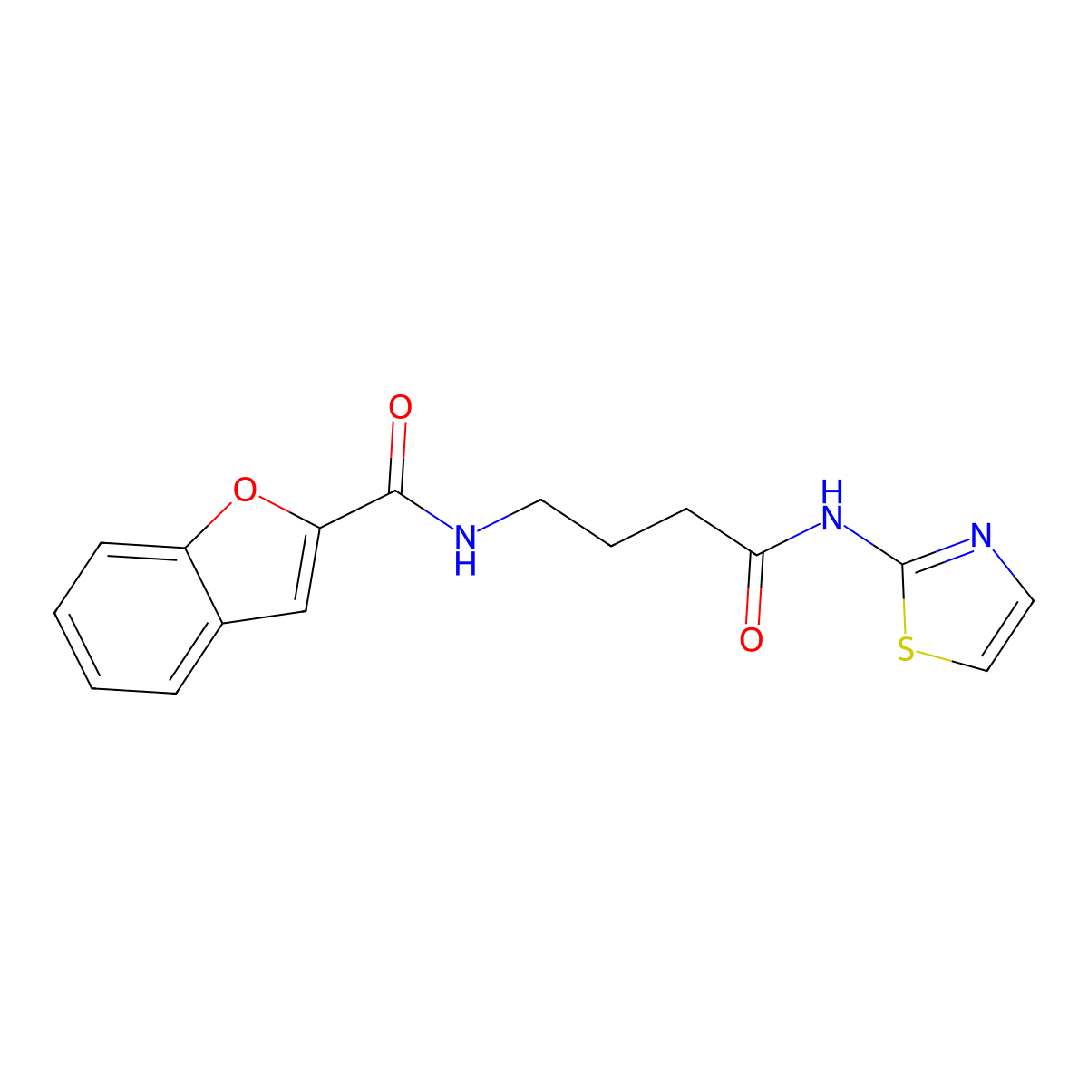 N-[4-oxo-4-(1,3-thiazol-2-ylamino)butyl]-1-benzofuran-2-carboxamide molecular structure, CAS 1010918-58-7