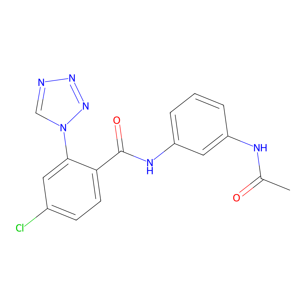 N-[3-(acetylamino)phenyl]-4-chloro-2-(1H-tetrazol-1-yl)benzamide molecular structure, CAS 1010918-61-2