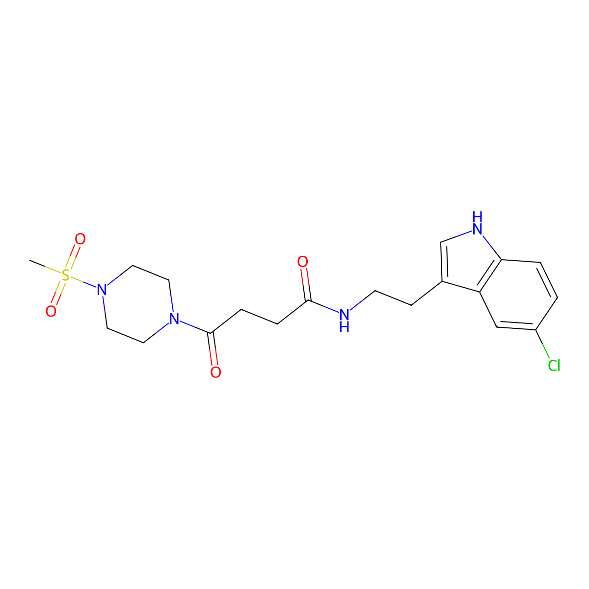 N-[2-(5-chloro-1H-indol-3-yl)ethyl]-4-[4-(methylsulfonyl)piperazin-1-yl]-4-oxobutanamide molecular structure, CAS 1010918-77-0