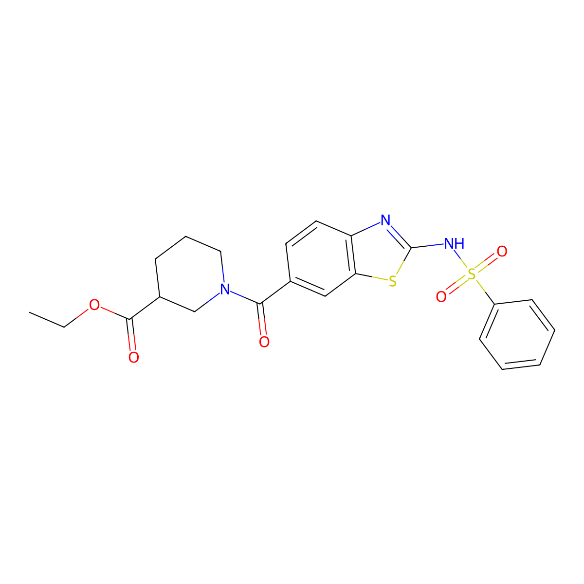Ethyl 1-({2-[(phenylsulfonyl)amino]-1,3-benzothiazol-6-yl}carbonyl)-3-piperidinecarboxylate molecular structure, CAS 1010918-93-0