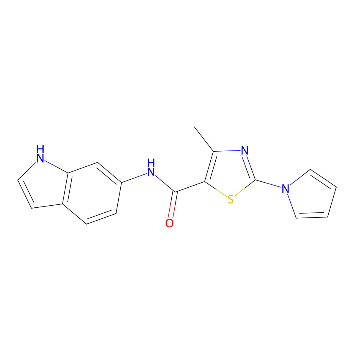 N-(1H-indol-6-yl)-4-methyl-2-(1H-pyrrol-1-yl)-1,3-thiazole-5-carboxamide molecular structure, CAS 1010918-98-5