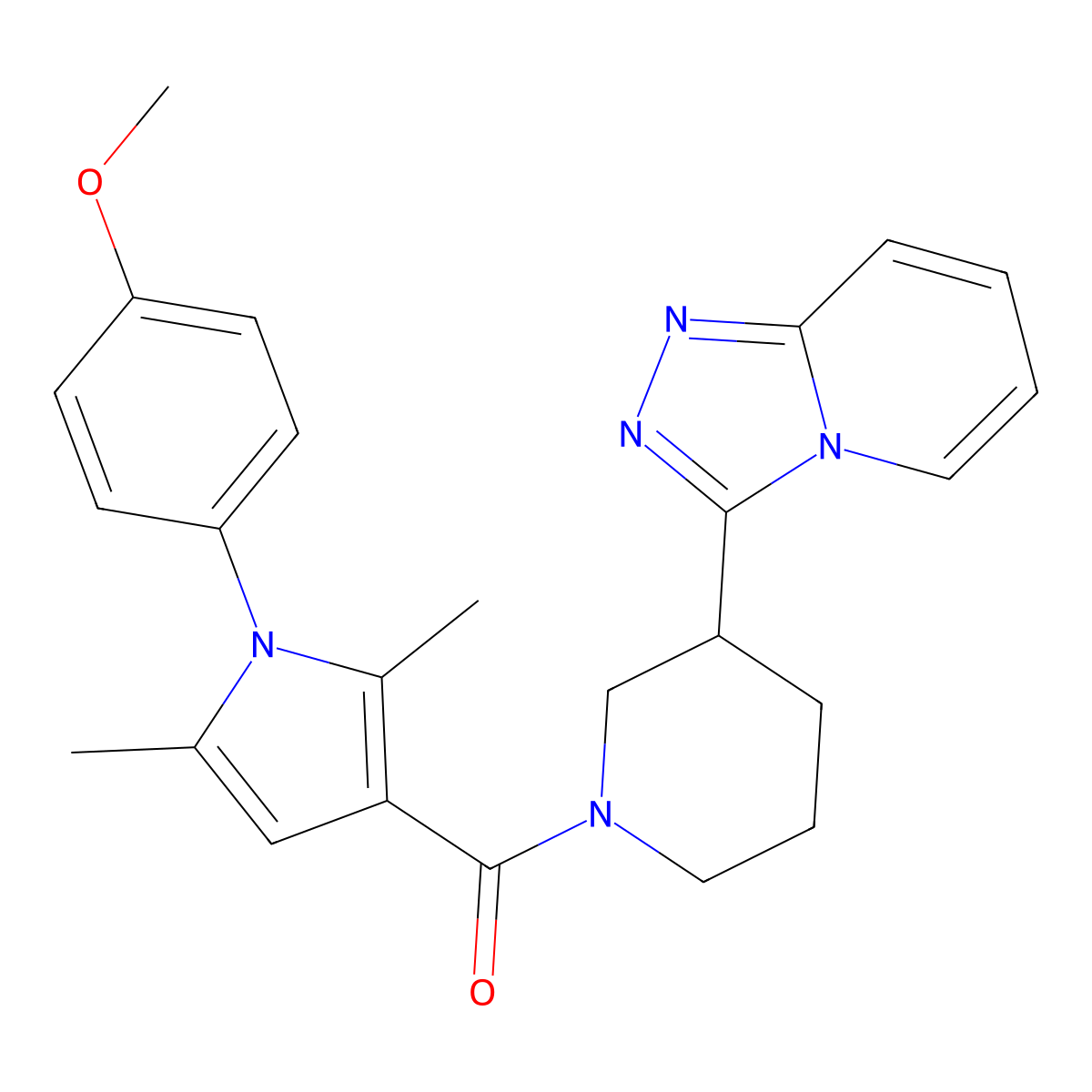 [1-(4-methoxyphenyl)-2,5-dimethyl-1H-pyrrol-3-yl][3-([1,2,4]triazolo[4,3-a]pyridin-3-yl)piperidin-1-yl]methanone molecular structure, CAS 1010919-08-0