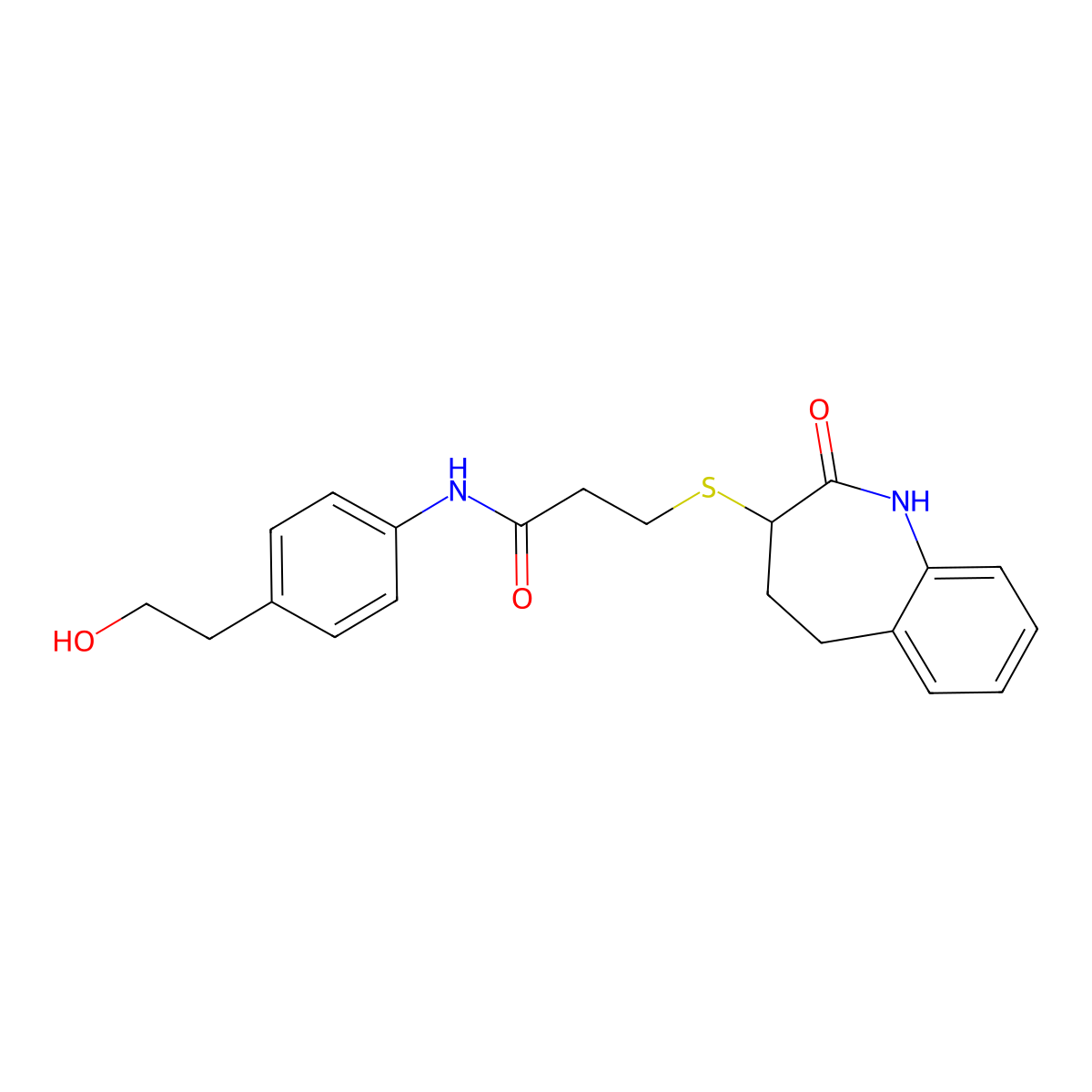 3-[(2-hydroxy-4,5-dihydro-3H-1-benzazepin-3-yl)sulfanyl]-N-[4-(2-hydroxyethyl)phenyl]propanamide molecular structure, CAS 1010919-11-5