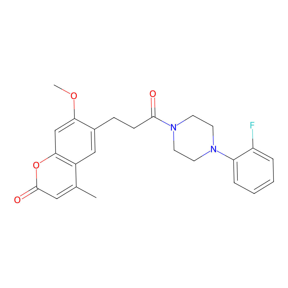 6-(3-(4-(2-fluorophenyl)piperazin-1-yl)-3-oxopropyl)-7-methoxy-4-methyl-2H-chromen-2-one molecular structure, CAS 1010919-15-9