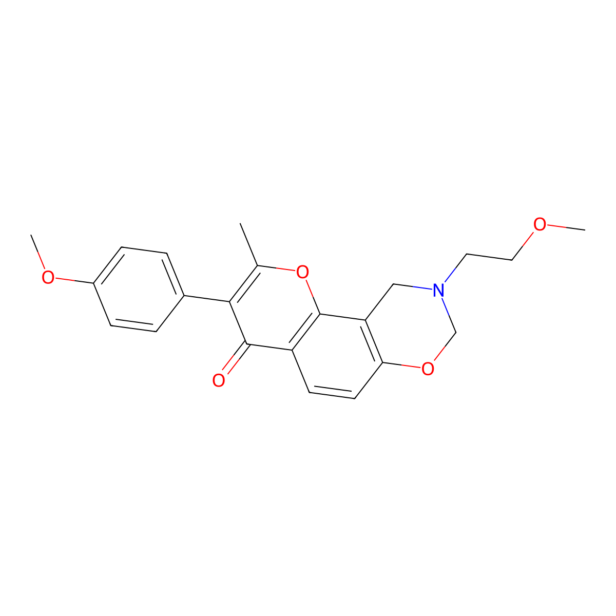 9-(2-methoxyethyl)-3-(4-methoxyphenyl)-2-methyl-9,10-dihydrochromeno[8,7-e][1,3]oxazin-4(8H)-one molecular structure, CAS 1010919-17-1