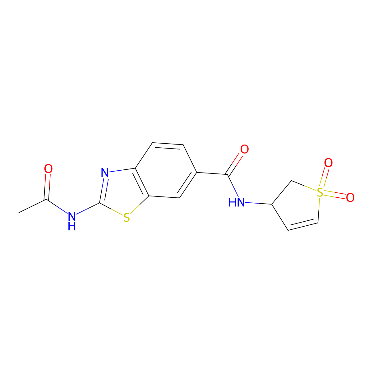 (2E)-2-(acetylimino)-N-(1,1-dioxido-2,3-dihydrothiophen-3-yl)-2,3-dihydro-1,3-benzothiazole-6-carboxamide molecular structure, CAS 1010919-26-2