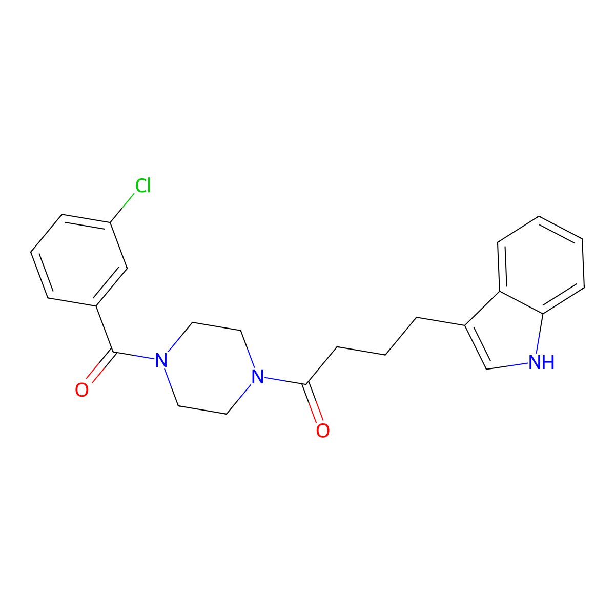 1-{4-[(3-chlorophenyl)carbonyl]piperazin-1-yl}-4-(1H-indol-3-yl)butan-1-one molecular structure, CAS 1010919-29-5