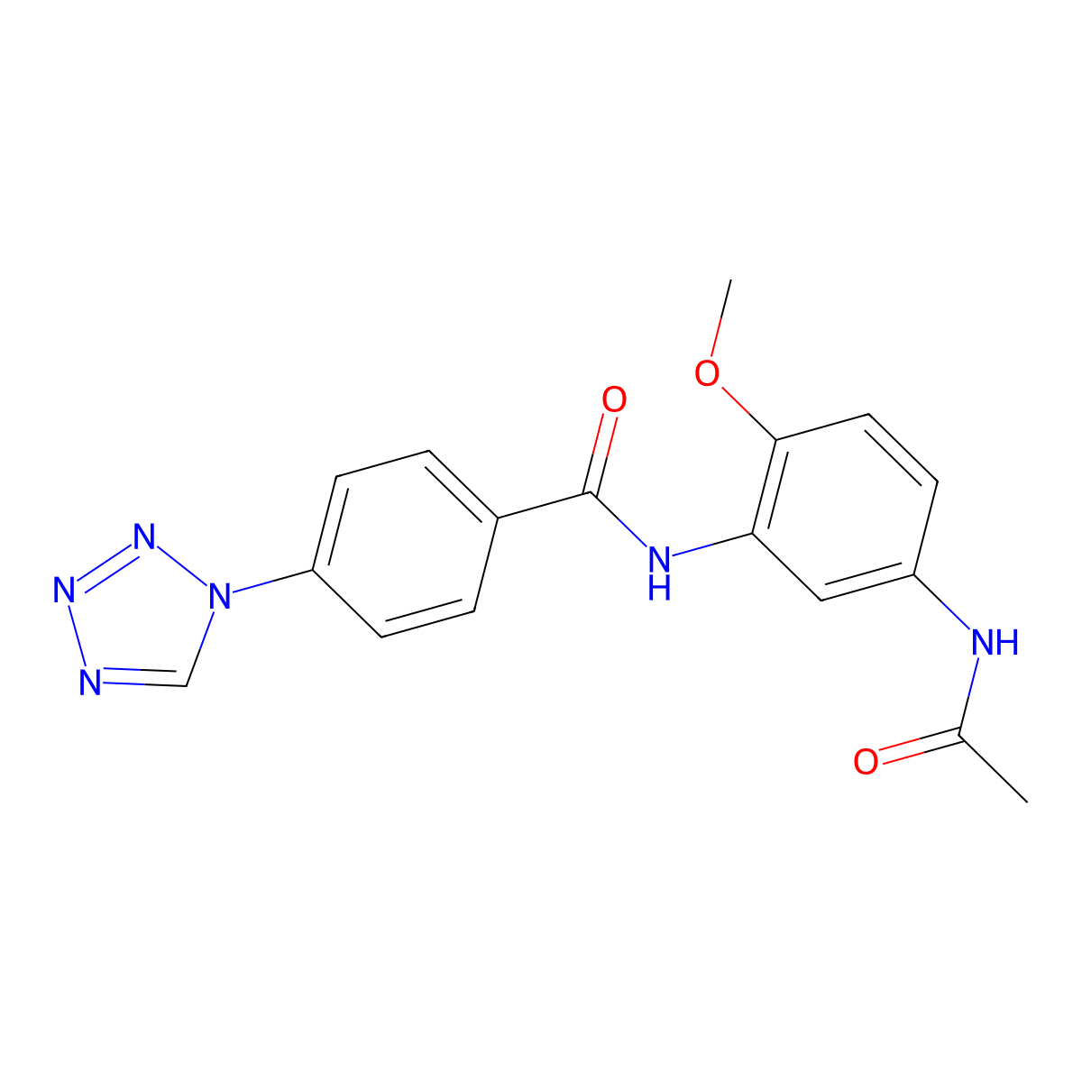 N-[5-(acetylamino)-2-methoxyphenyl]-4-(1H-tetrazol-1-yl)benzamide molecular structure, CAS 1010919-37-5