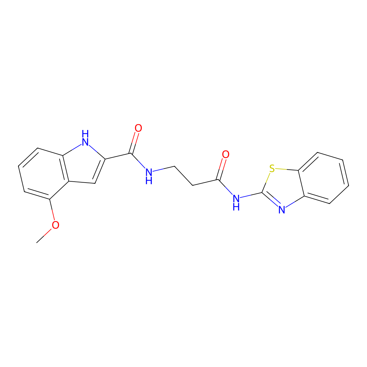 N~2~-[3-(1,3-benzothiazol-2-ylamino)-3-oxopropyl]-4-methoxy-1H-indole-2-carboxamide molecular structure, CAS 1010919-39-7