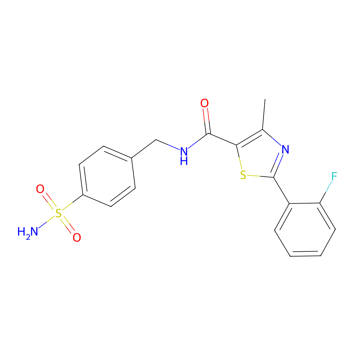 2-(2-fluorophenyl)-4-methyl-N-(4-sulfamoylbenzyl)-1,3-thiazole-5-carboxamide molecular structure, CAS 1010919-48-8