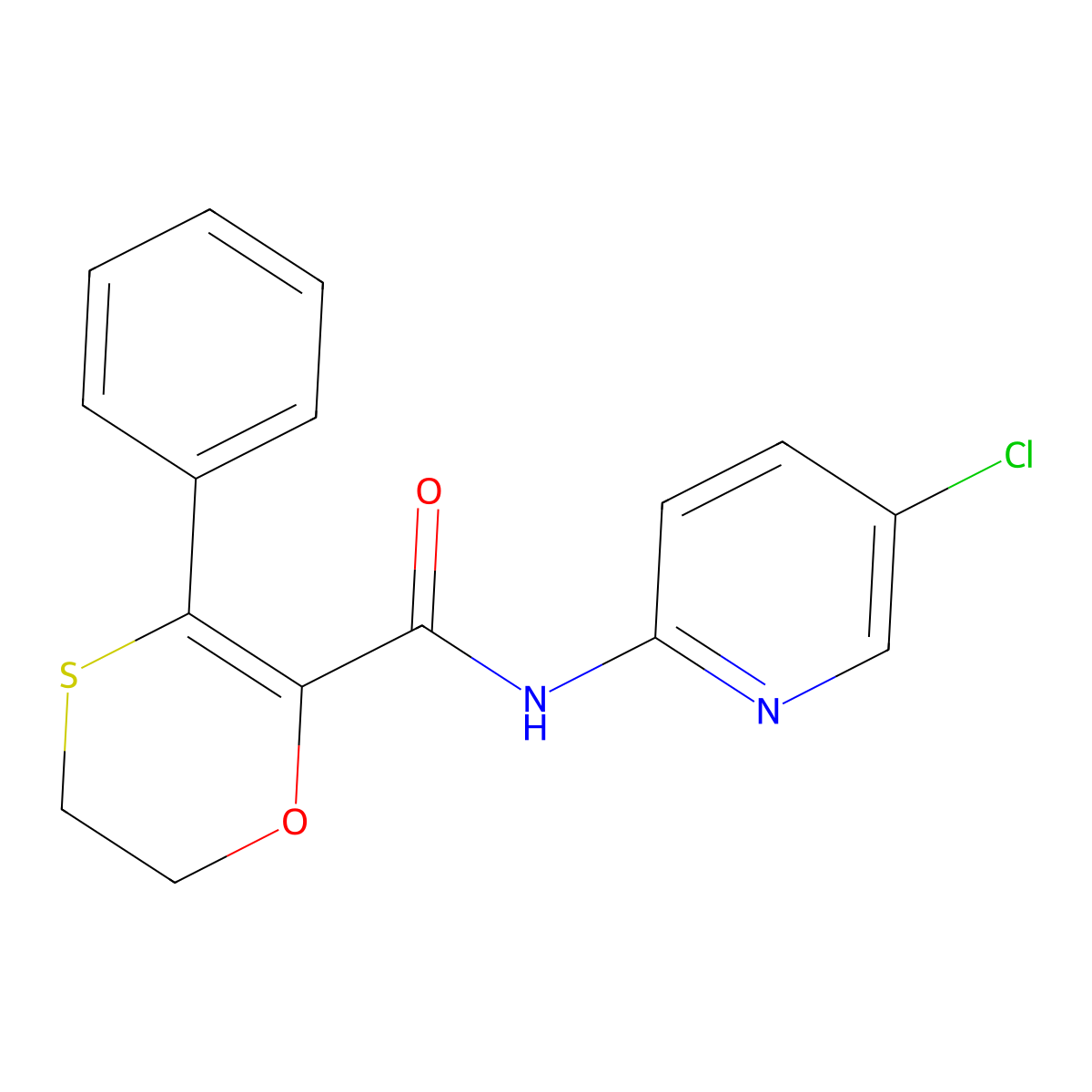 N-(5-chloropyridin-2-yl)-3-phenyl-5,6-dihydro-1,4-oxathiine-2-carboxamide molecular structure, CAS 1010919-63-7
