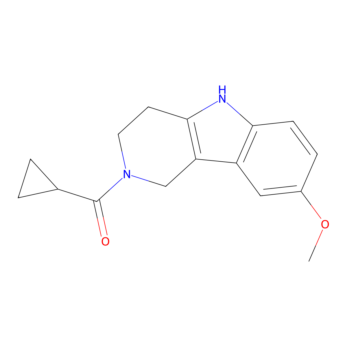 cyclopropyl(8-methoxy-1,3,4,5-tetrahydro-2H-pyrido[4,3-b]indol-2-yl)methanone molecular structure, CAS 1010919-64-8