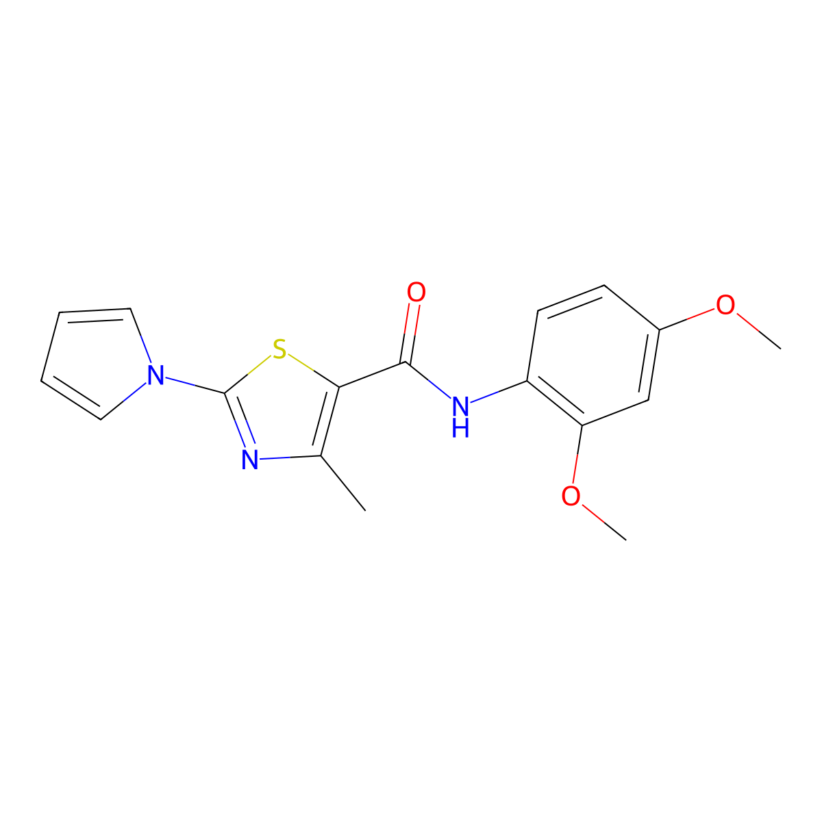 N-(2,4-dimethoxyphenyl)-4-methyl-2-(1H-pyrrol-1-yl)-1,3-thiazole-5-carboxamide molecular structure, CAS 1010919-69-3