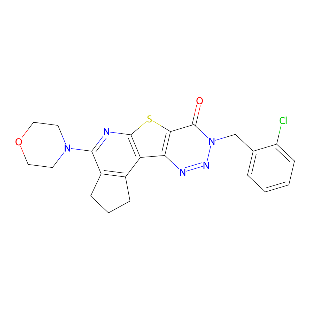 8-(2-chlorobenzyl)-4-morpholino-2,3-dihydro-1H-cyclopenta[4',5']pyrido[3',2':4,5]thieno[3,2-d][1,2,3]triazin-7(8H)-one molecular structure, CAS 1010919-71-7
