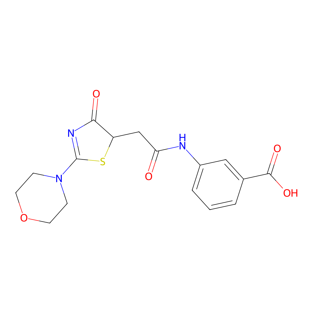 3-({[2-(Morpholin-4-yl)-4-oxo-4,5-dihydro-1,3-thiazol-5-yl]acetyl}amino)benzoic acid molecular structure, CAS 1010919-78-4