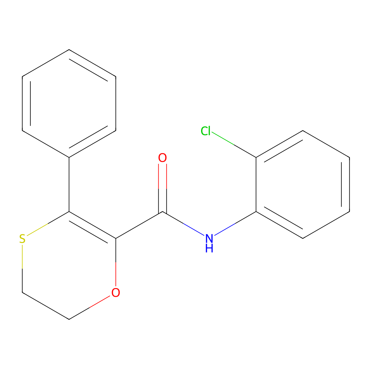 N-(2-chlorophenyl)-3-phenyl-5,6-dihydro-1,4-oxathiine-2-carboxamide molecular structure, CAS 1010919-81-9