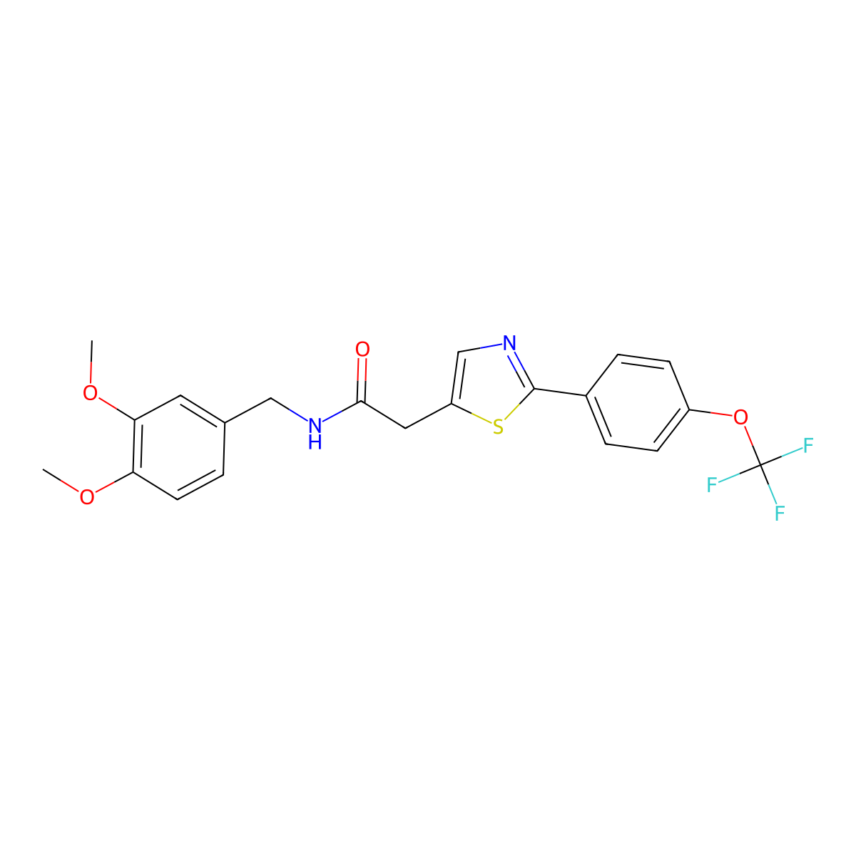 N-(3,4-dimethoxybenzyl)-2-{2-[4-(trifluoromethoxy)phenyl]-1,3-thiazol-5-yl}acetamide molecular structure, CAS 1010919-84-2