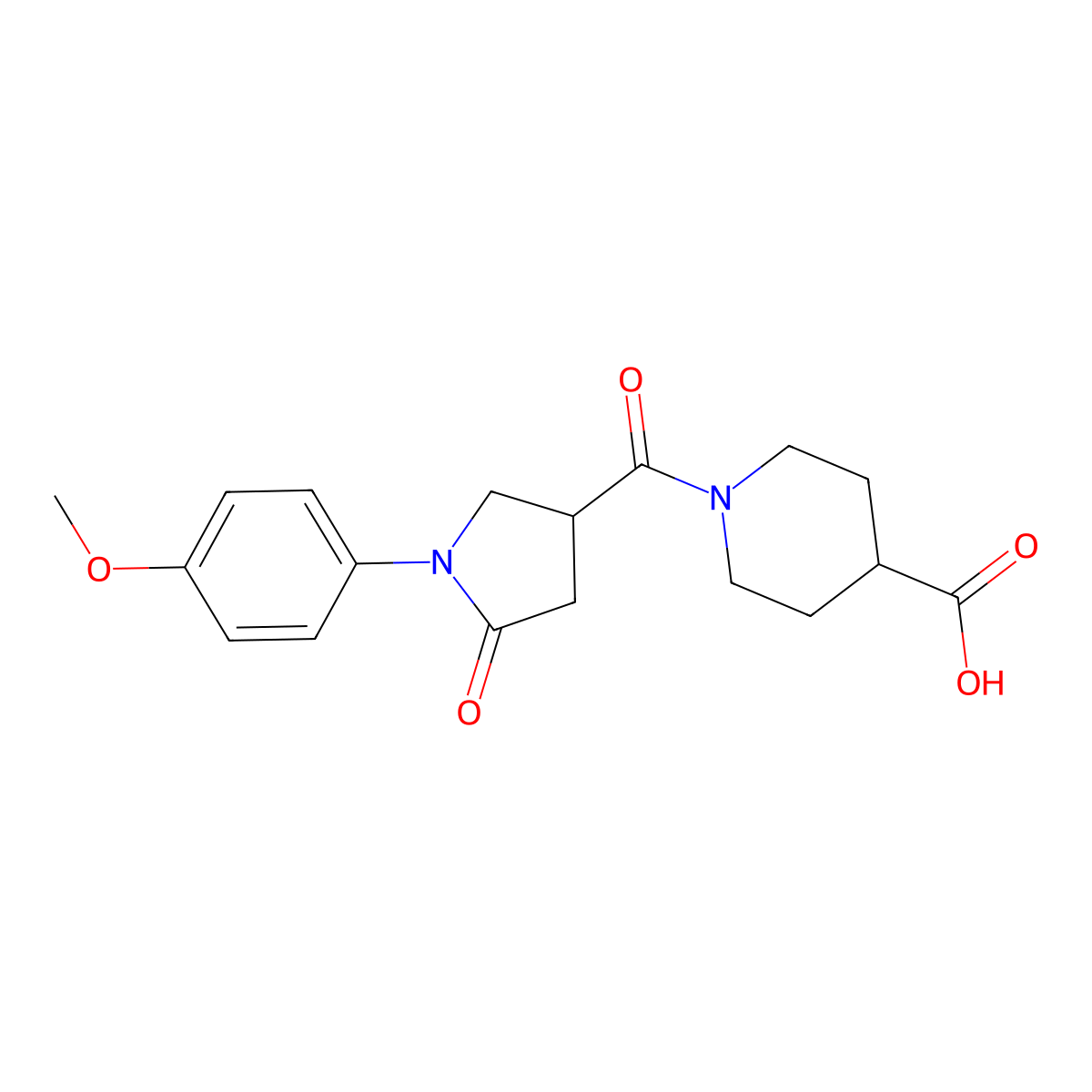 1-[1-(4-Methoxyphenyl)-5-oxopyrrolidine-3-carbonyl]piperidine-4-carboxylic acid molecular structure, CAS 1010919-85-3