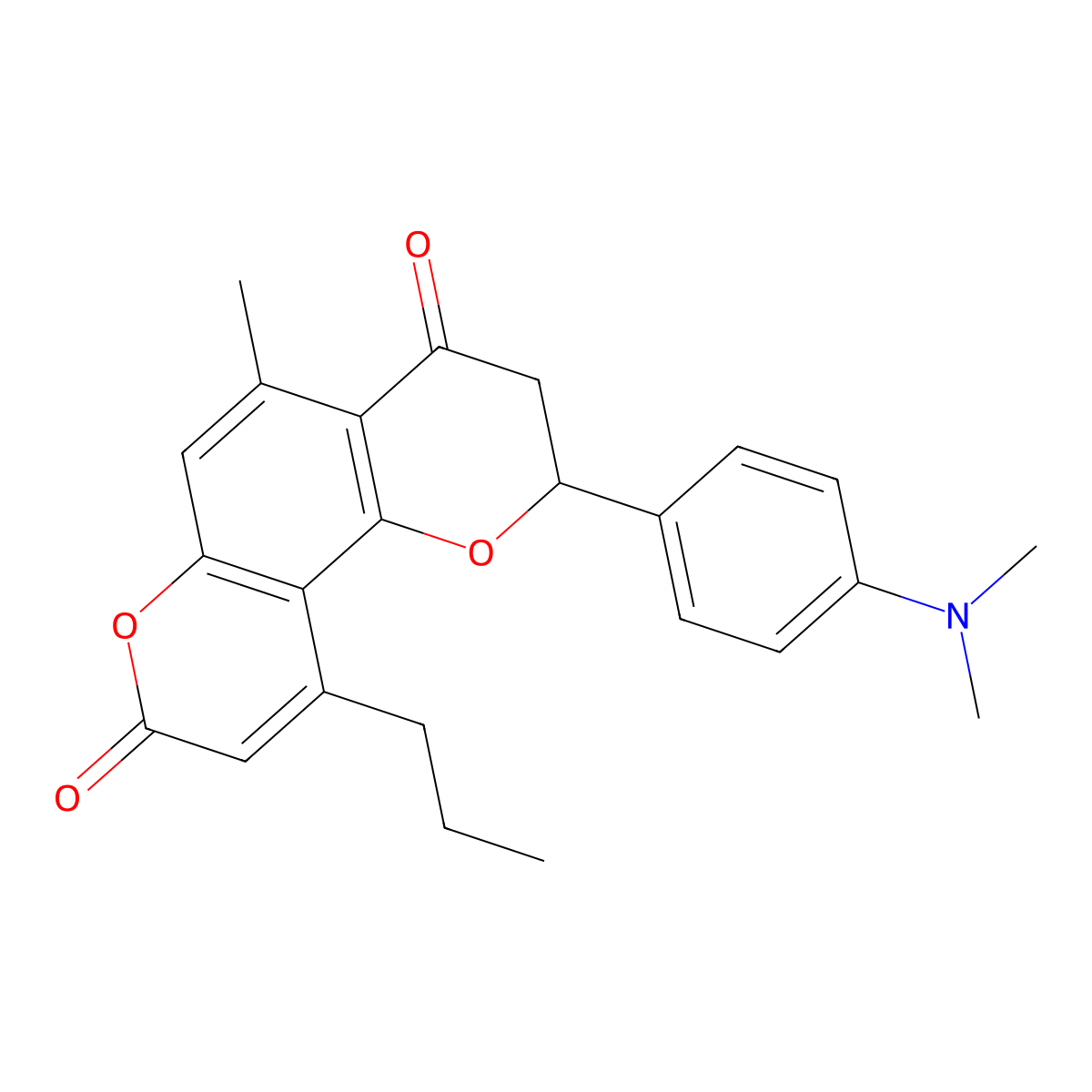 2-[4-(dimethylamino)phenyl]-5-methyl-10-propyl-2,3-dihydro-4H,8H-pyrano[2,3-f]chromene-4,8-dione molecular structure, CAS 1010920-02-1