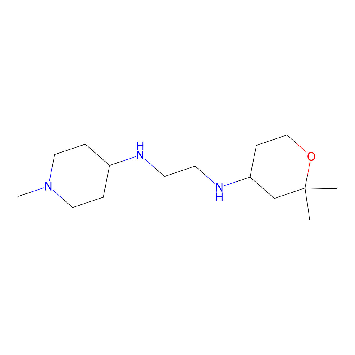 N-(2,2-dimethyltetrahydro-2H-pyran-4-yl)-N'-(1-methylpiperidin-4-yl)ethane-1,2-diamine molecular structure, CAS 1010920-09-8