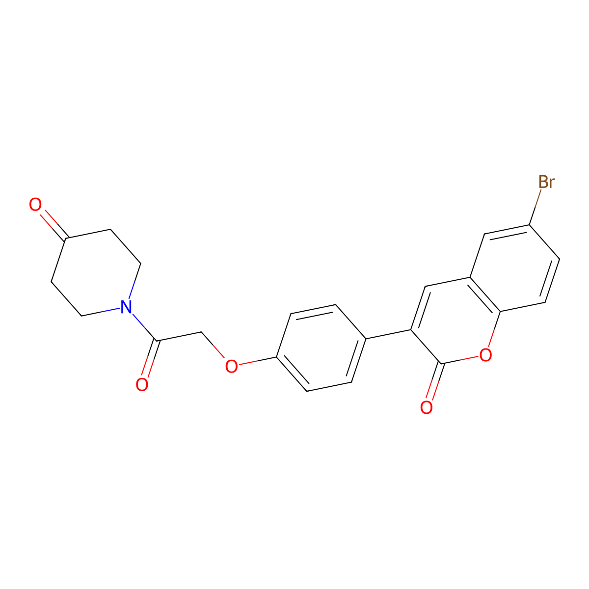 1-{[4-(6-bromo-2-oxo-2H-chromen-3-yl)phenoxy]acetyl}piperidin-4-one molecular structure, CAS 1010920-10-1