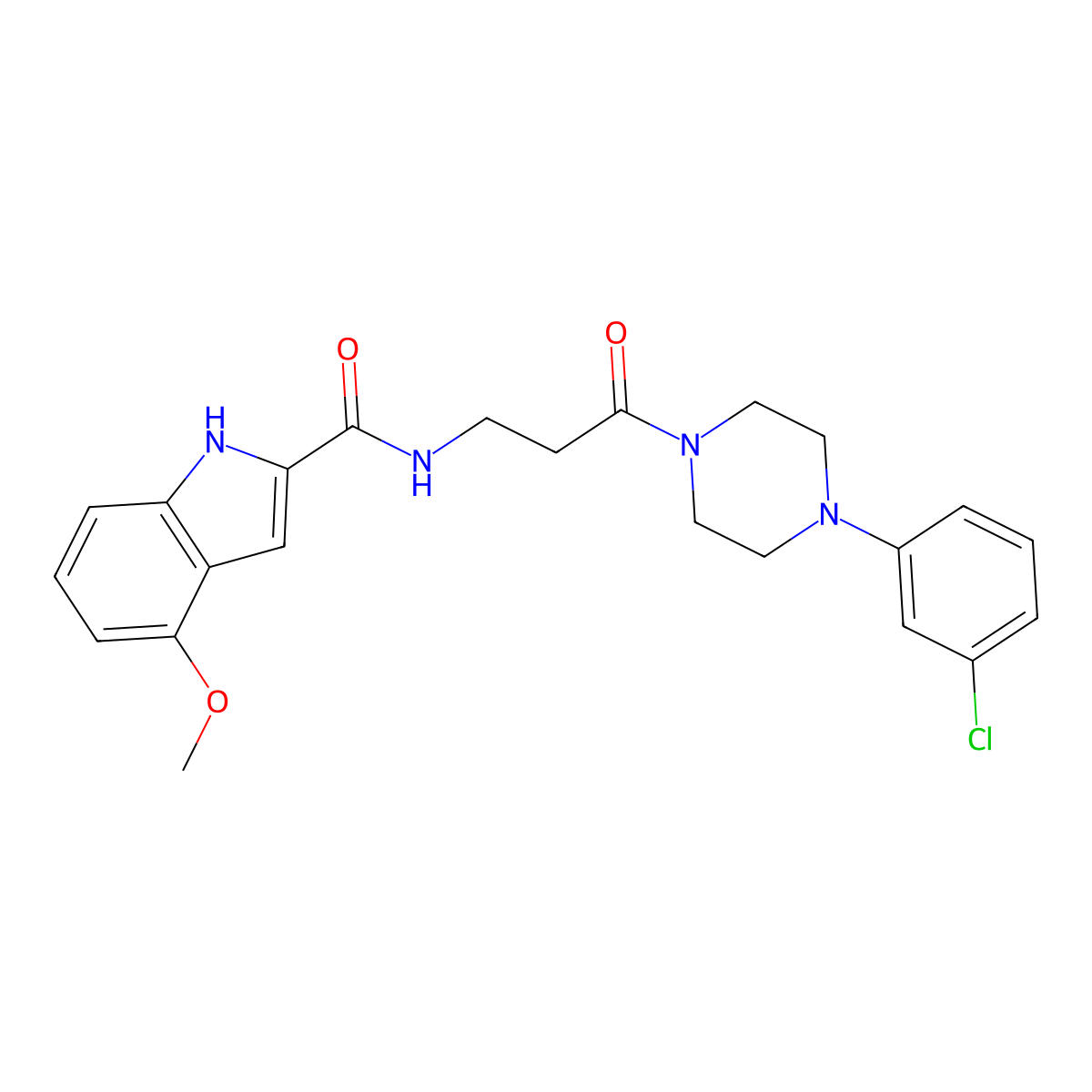N-{3-[4-(3-chlorophenyl)piperazin-1-yl]-3-oxopropyl}-4-methoxy-1H-indole-2-carboxamide molecular structure, CAS 1010920-14-5