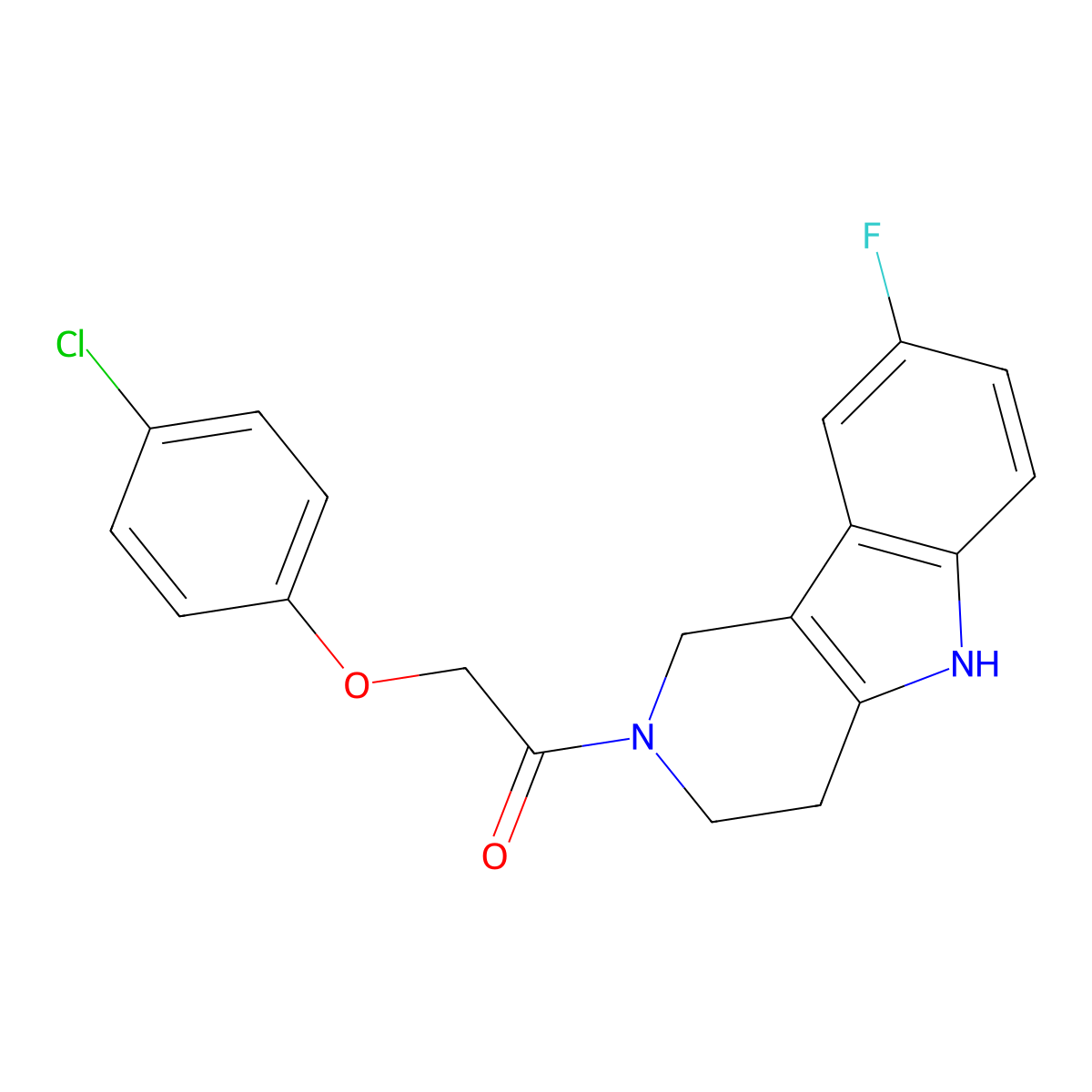 2-(4-chlorophenoxy)-1-(8-fluoro-1,3,4,5-tetrahydro-2H-pyrido[4,3-b]indol-2-yl)ethanone molecular structure, CAS 1010920-15-6