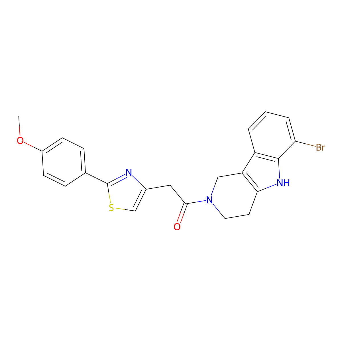 1-(6-bromo-1,3,4,5-tetrahydro-2H-pyrido[4,3-b]indol-2-yl)-2-[2-(4-methoxyphenyl)-1,3-thiazol-4-yl]ethanone molecular structure, CAS 1010920-53-2