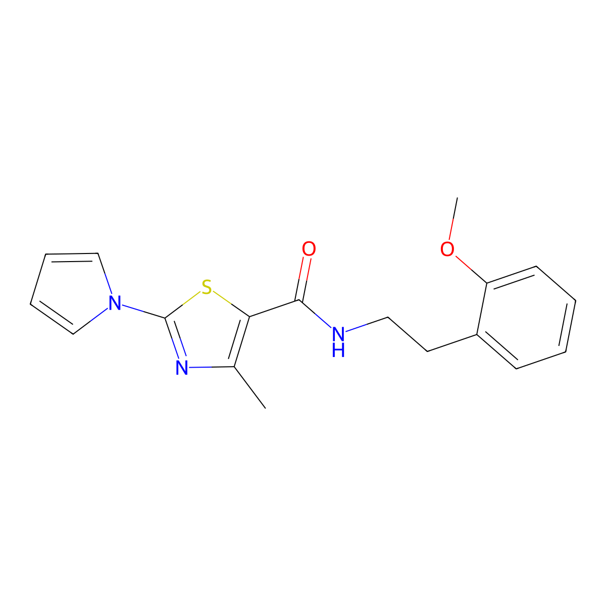 N-[2-(2-methoxyphenyl)ethyl]-4-methyl-2-(1H-pyrrol-1-yl)-1,3-thiazole-5-carboxamide molecular structure, CAS 1010920-68-9