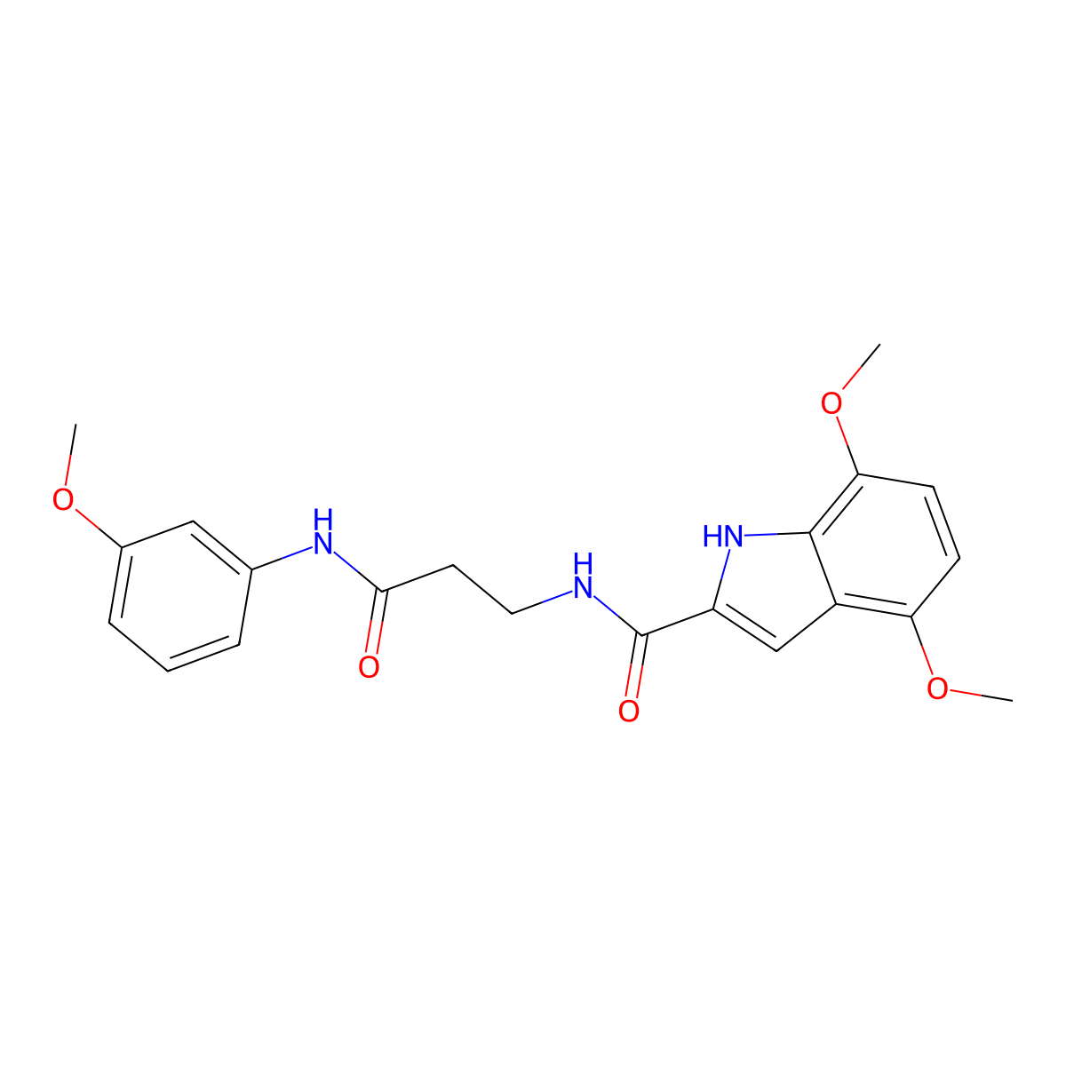 4,7-dimethoxy-N-{3-[(3-methoxyphenyl)amino]-3-oxopropyl}-1H-indole-2-carboxamide molecular structure, CAS 1010920-74-7