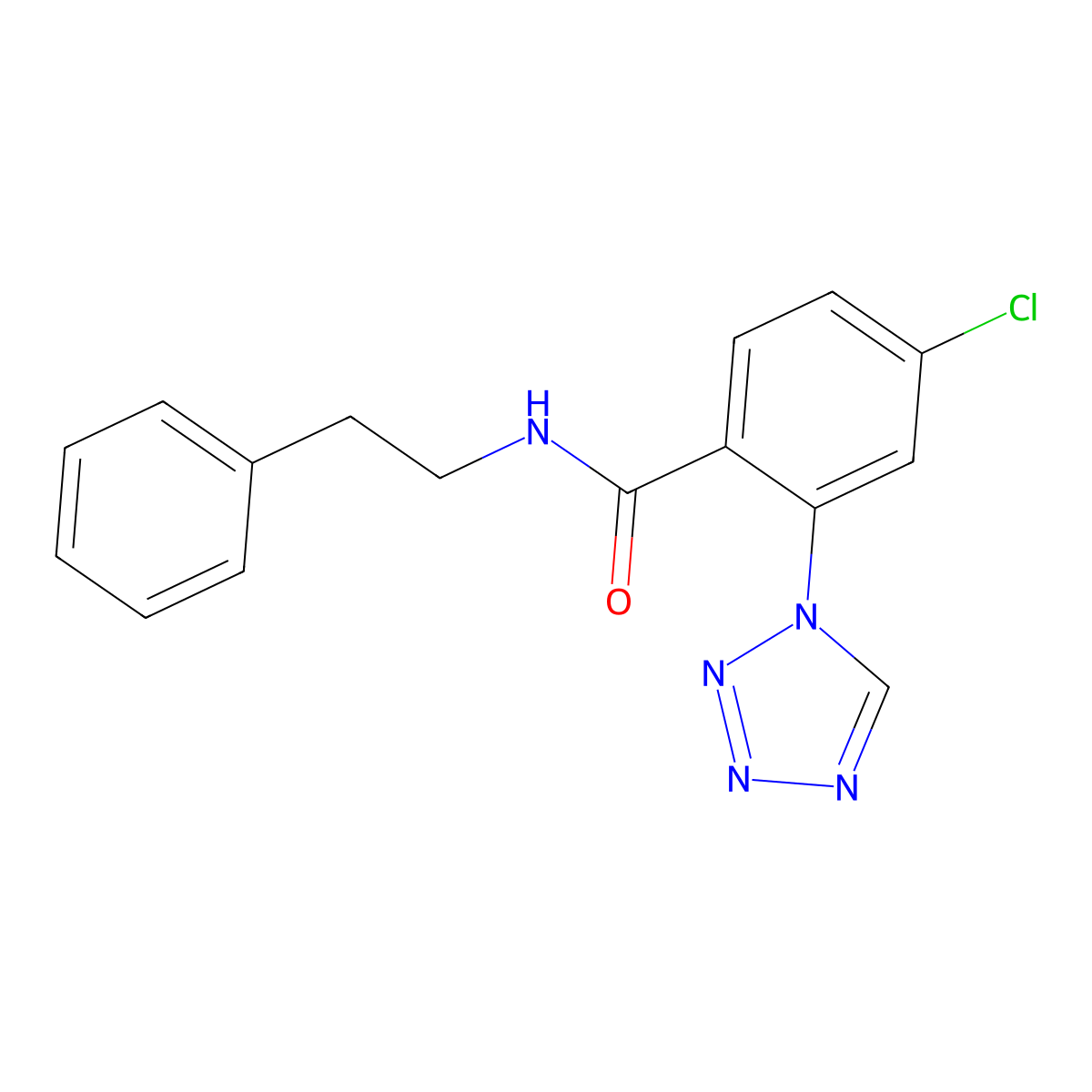 4-chloro-N-(2-phenylethyl)-2-(1H-tetrazol-1-yl)benzamide molecular structure, CAS 1010920-78-1