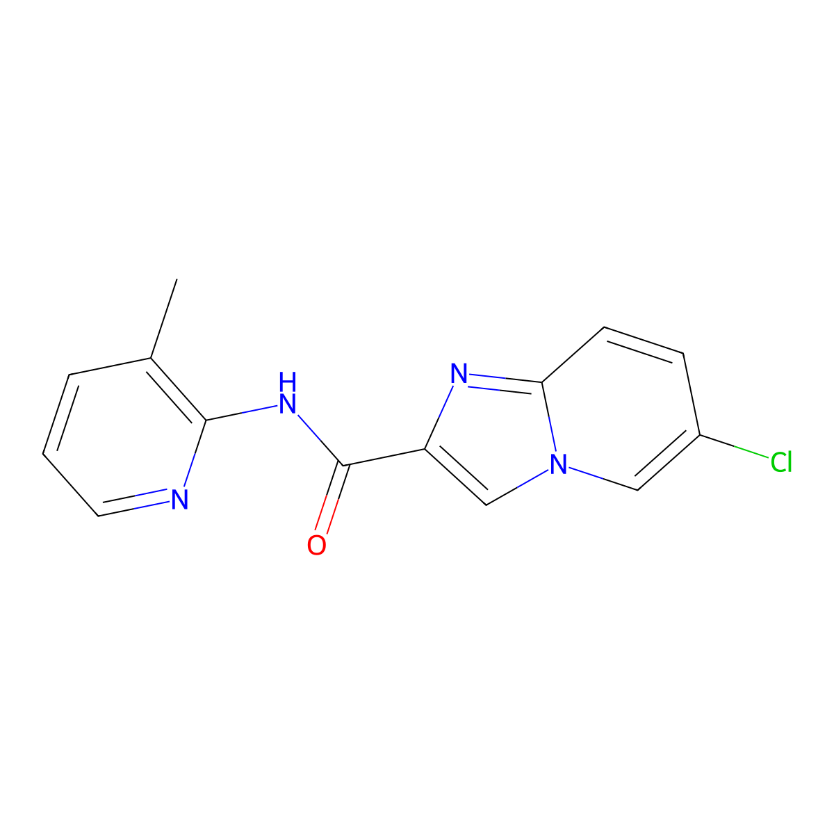 6-chloro-N-(3-methylpyridin-2-yl)imidazo[1,2-a]pyridine-2-carboxamide molecular structure, CAS 1010920-81-6