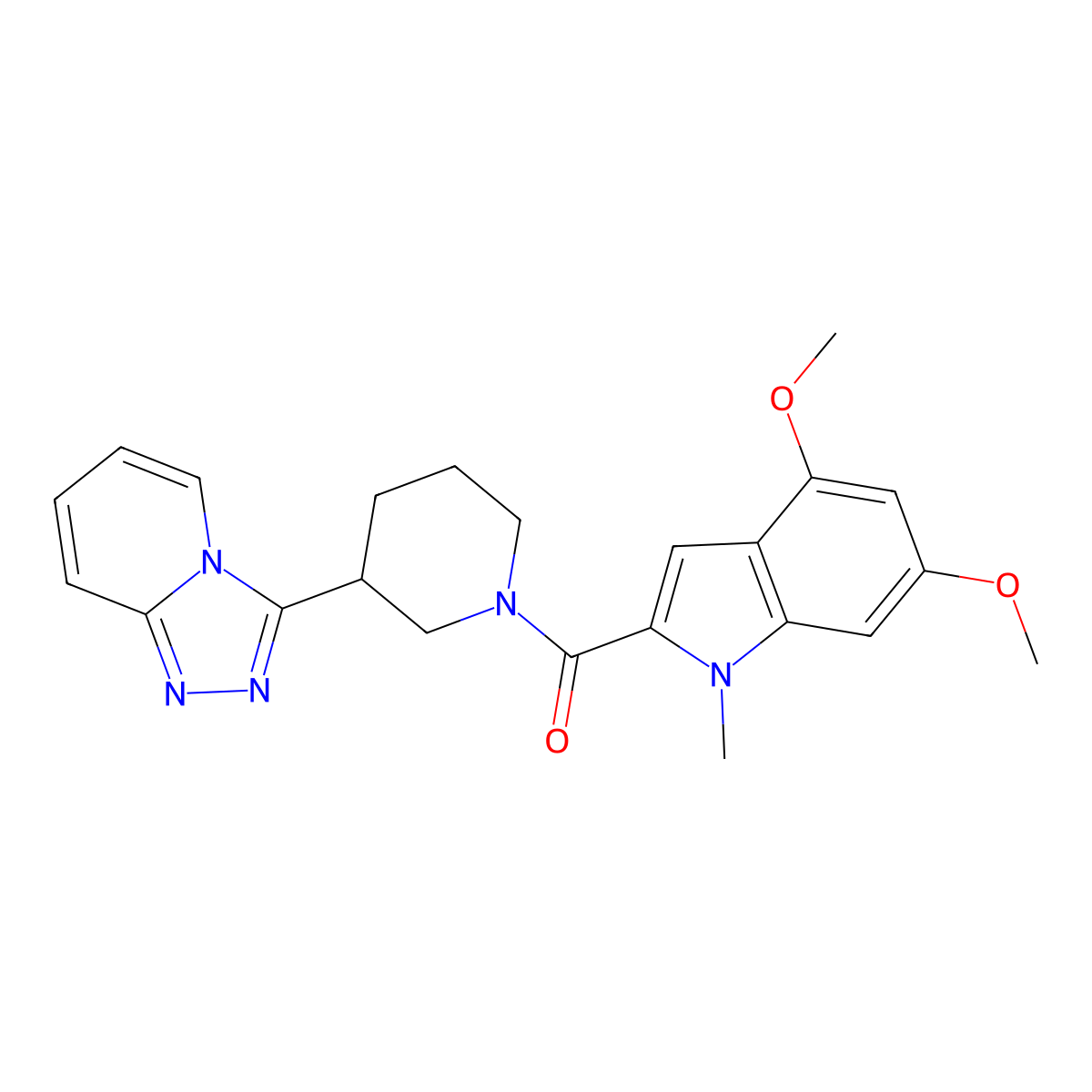 (4,6-dimethoxy-1-methyl-1H-indol-2-yl)[3-([1,2,4]triazolo[4,3-a]pyridin-3-yl)piperidin-1-yl]methanone molecular structure, CAS 1010920-83-8