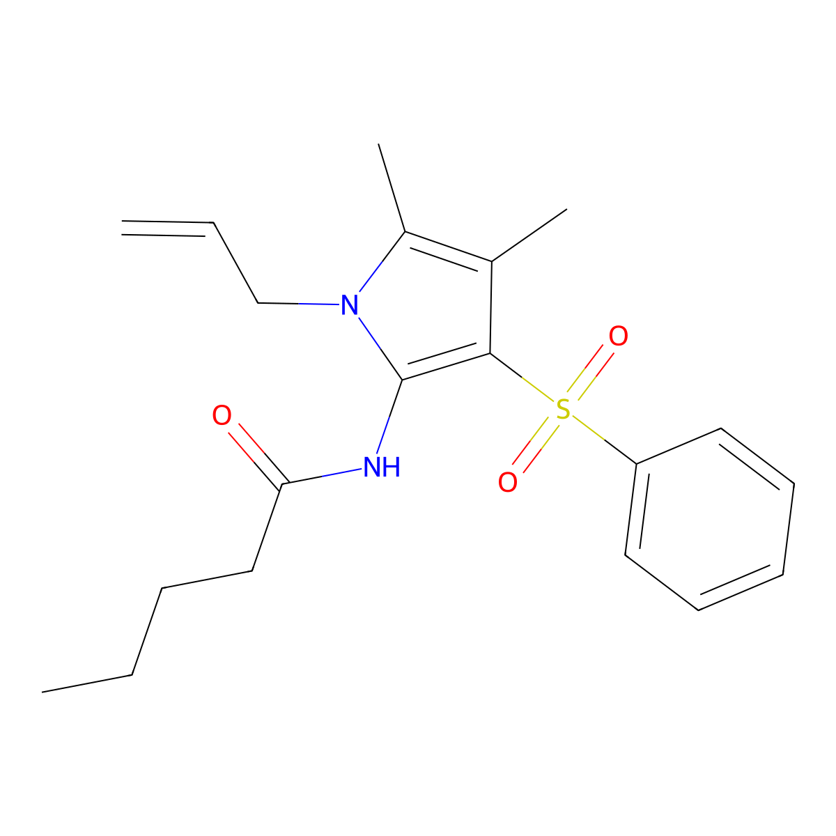 N-[4,5-dimethyl-3-(phenylsulfonyl)-1-(prop-2-en-1-yl)-1H-pyrrol-2-yl]pentanamide molecular structure, CAS 1010920-94-1