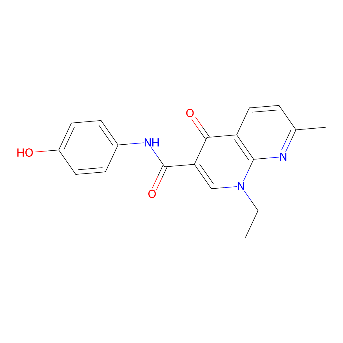 1-ethyl-N-(4-hydroxyphenyl)-7-methyl-4-oxo-1,4-dihydro-1,8-naphthyridine-3-carboxamide molecular structure, CAS 1010921-02-4