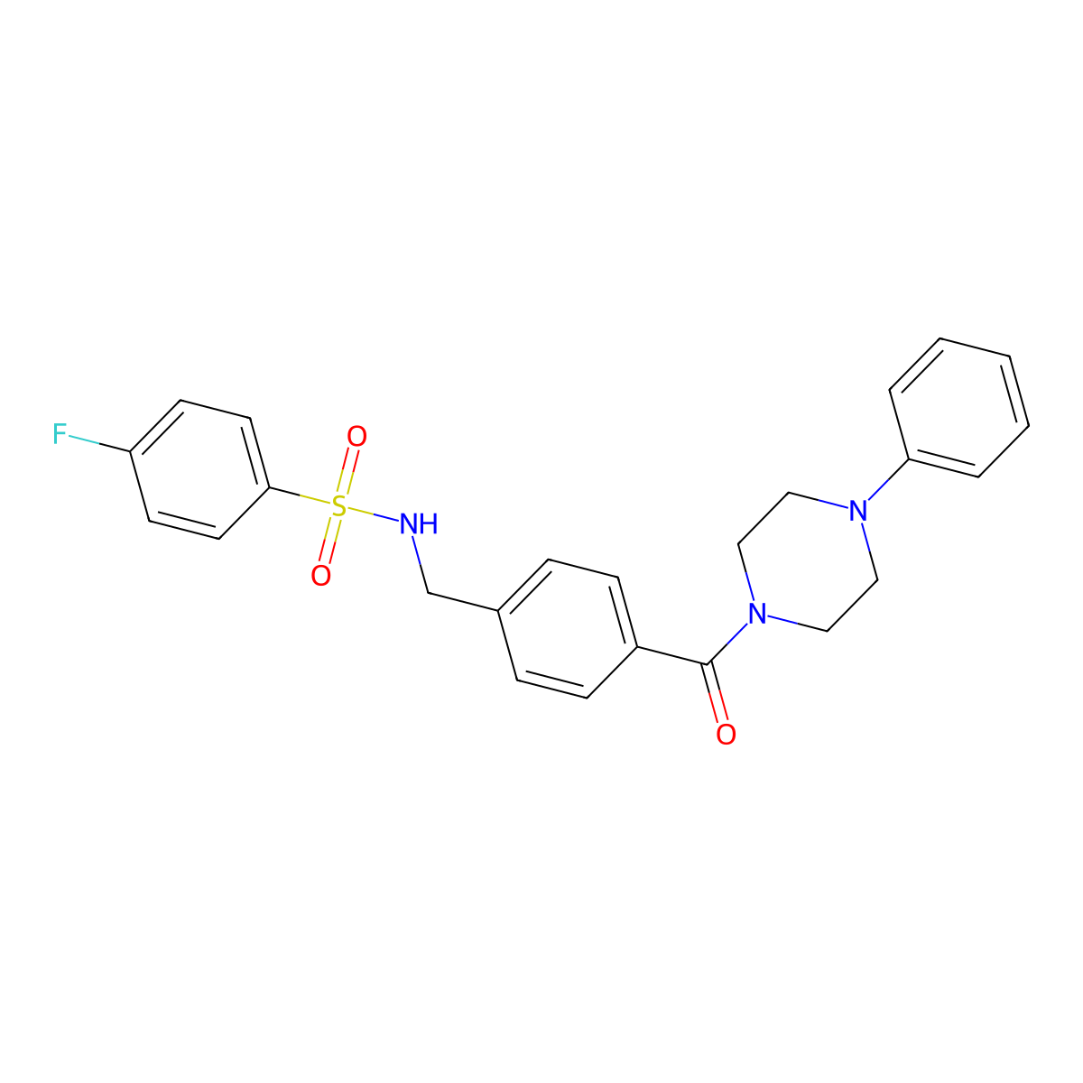 4-fluoro-N-{4-[(4-phenylpiperazin-1-yl)carbonyl]benzyl}benzenesulfonamide molecular structure, CAS 1010921-04-6
