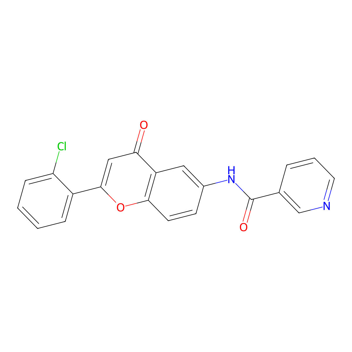N-[2-(2-chlorophenyl)-4-oxo-4H-chromen-6-yl]pyridine-3-carboxamide molecular structure, CAS 1010921-29-5