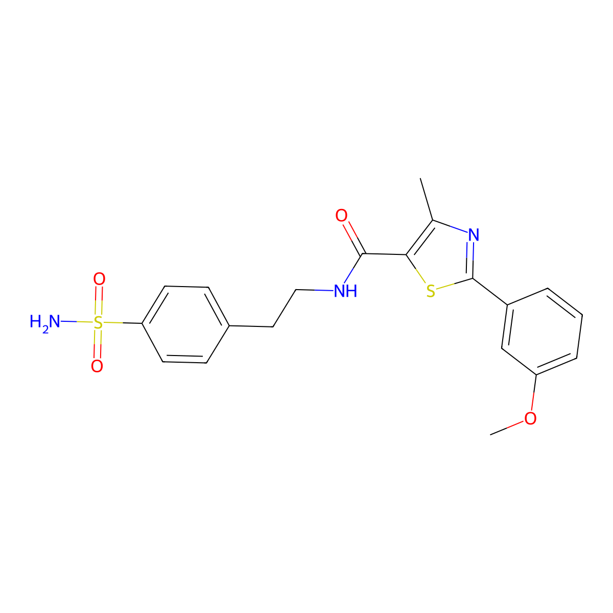 2-(3-methoxyphenyl)-4-methyl-N-[2-(4-sulfamoylphenyl)ethyl]-1,3-thiazole-5-carboxamide molecular structure, CAS 1010921-31-9