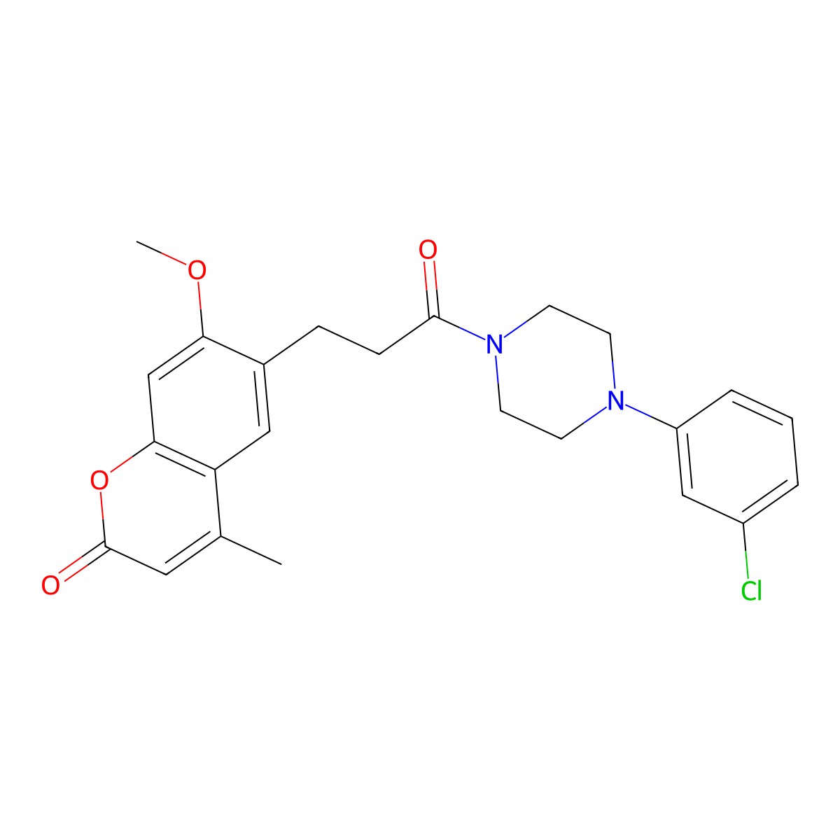 6-(3-(4-(3-chlorophenyl)piperazin-1-yl)-3-oxopropyl)-7-methoxy-4-methyl-2H-chromen-2-one molecular structure, CAS 1010921-33-1