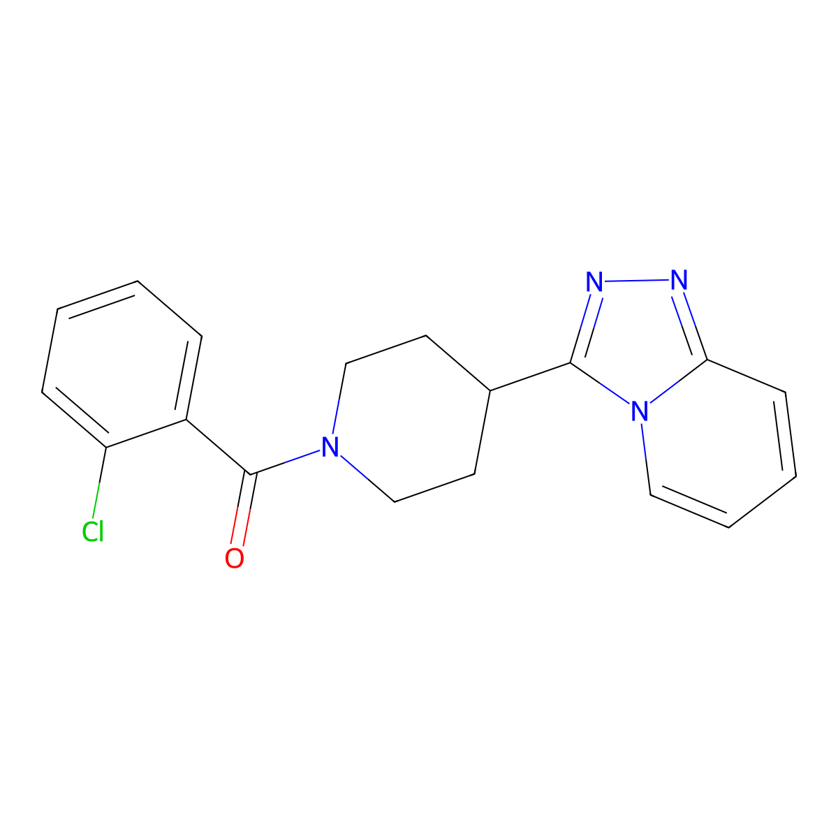 (2-Chlorophenyl)[4-([1,2,4]triazolo[4,3-a]pyridin-3-yl)piperidin-1-yl]methanone molecular structure, CAS 1010921-35-3