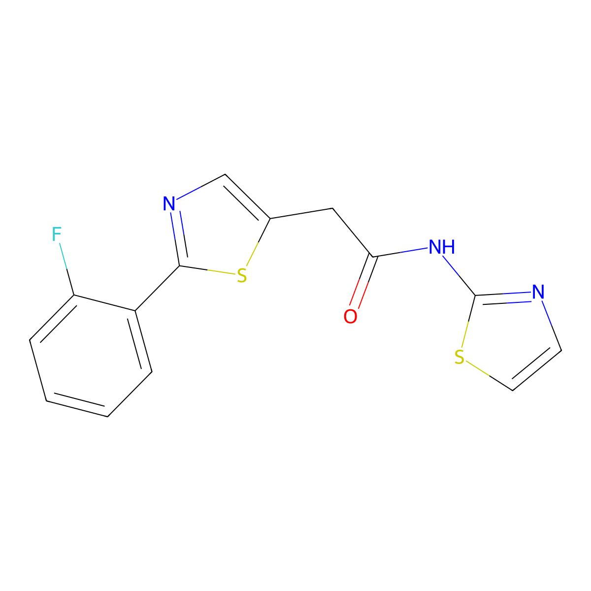 2-[2-(2-fluorophenyl)-1,3-thiazol-5-yl]-N-(1,3-thiazol-2-yl)acetamide molecular structure, CAS 1010921-37-5