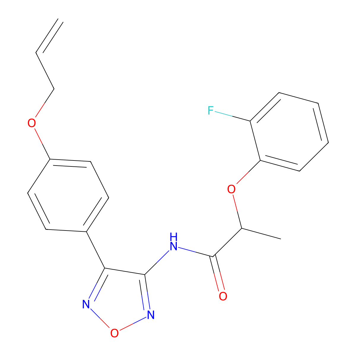 2-(2-fluorophenoxy)-N-{4-[4-(prop-2-en-1-yloxy)phenyl]-1,2,5-oxadiazol-3-yl}propanamide molecular structure, CAS 1010921-50-2