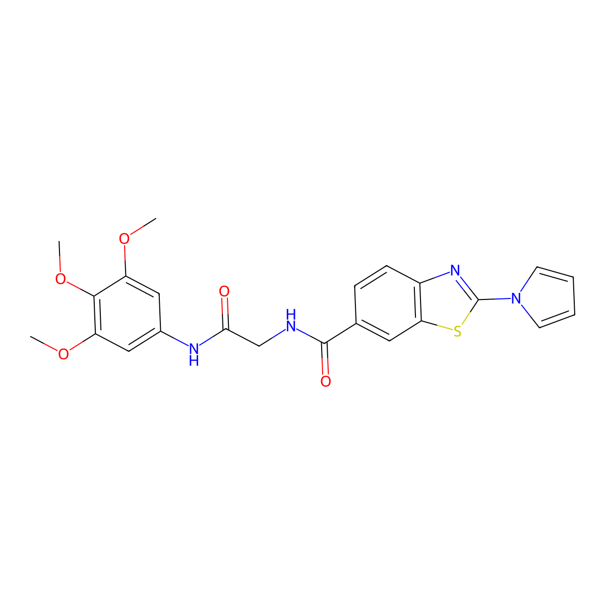 N-{2-oxo-2-[(3,4,5-trimethoxyphenyl)amino]ethyl}-2-(1H-pyrrol-1-yl)-1,3-benzothiazole-6-carboxamide molecular structure, CAS 1010921-69-3