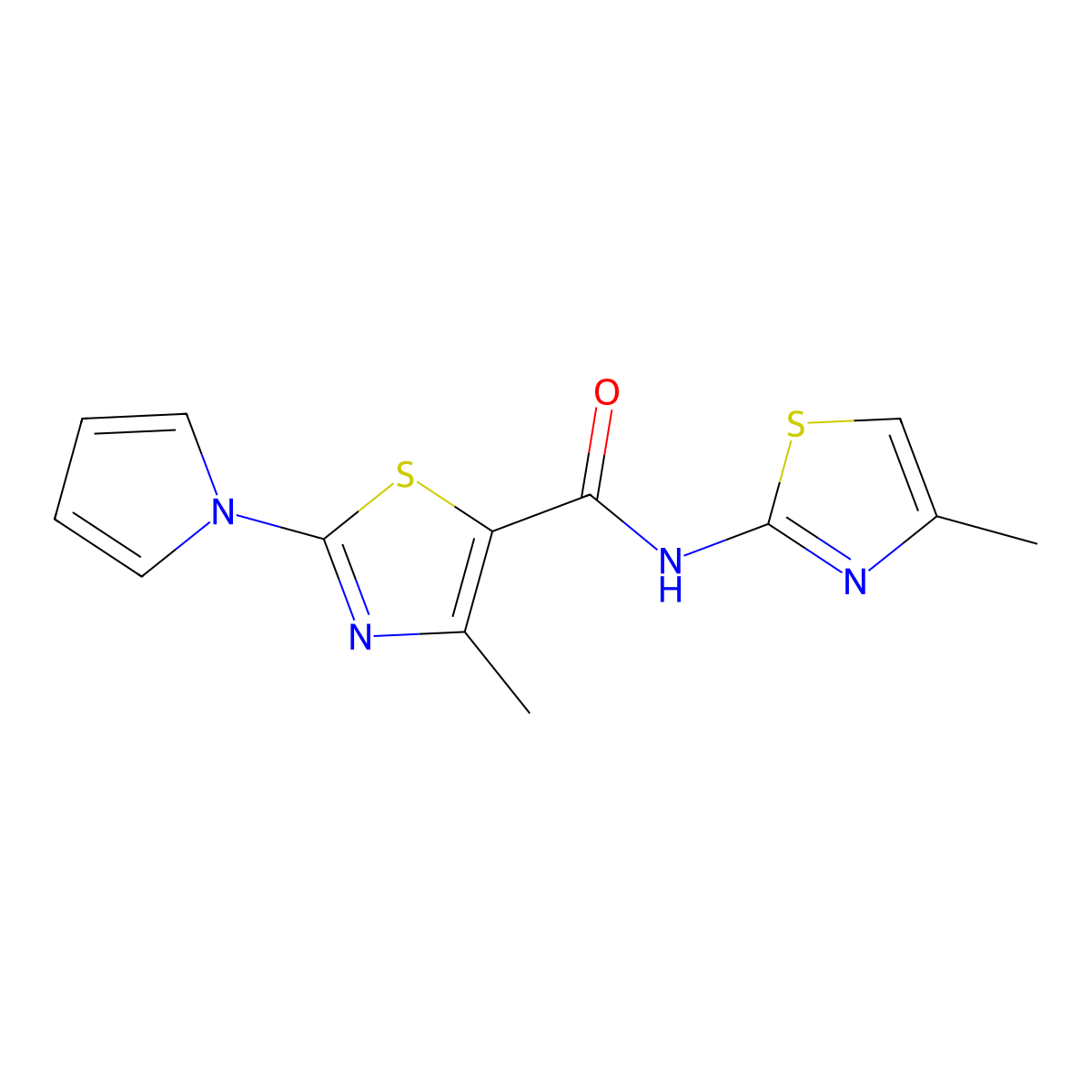 4-methyl-N-(4-methyl-1,3-thiazol-2-yl)-2-(1H-pyrrol-1-yl)-1,3-thiazole-5-carboxamide molecular structure, CAS 1010921-71-7