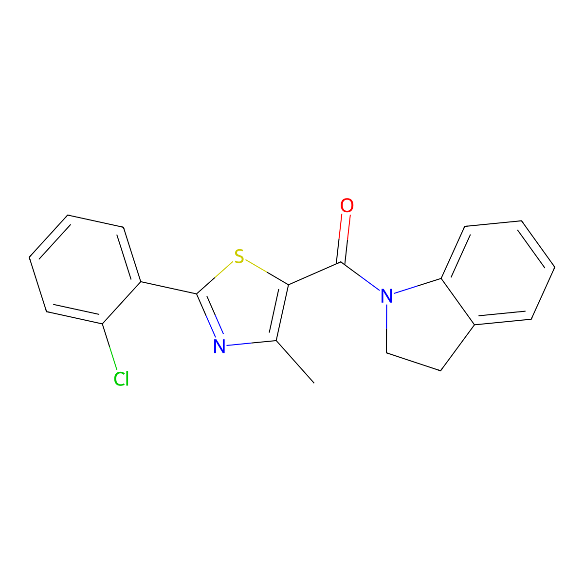 [2-(2-chlorophenyl)-4-methyl-1,3-thiazol-5-yl](2,3-dihydro-1H-indol-1-yl)methanone molecular structure, CAS 1010921-82-0