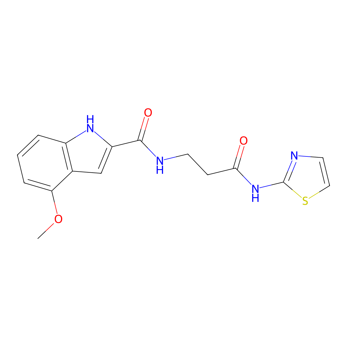 4-methoxy-N-[3-oxo-3-(1,3-thiazol-2-ylamino)propyl]-1H-indole-2-carboxamide molecular structure, CAS 1010921-83-1