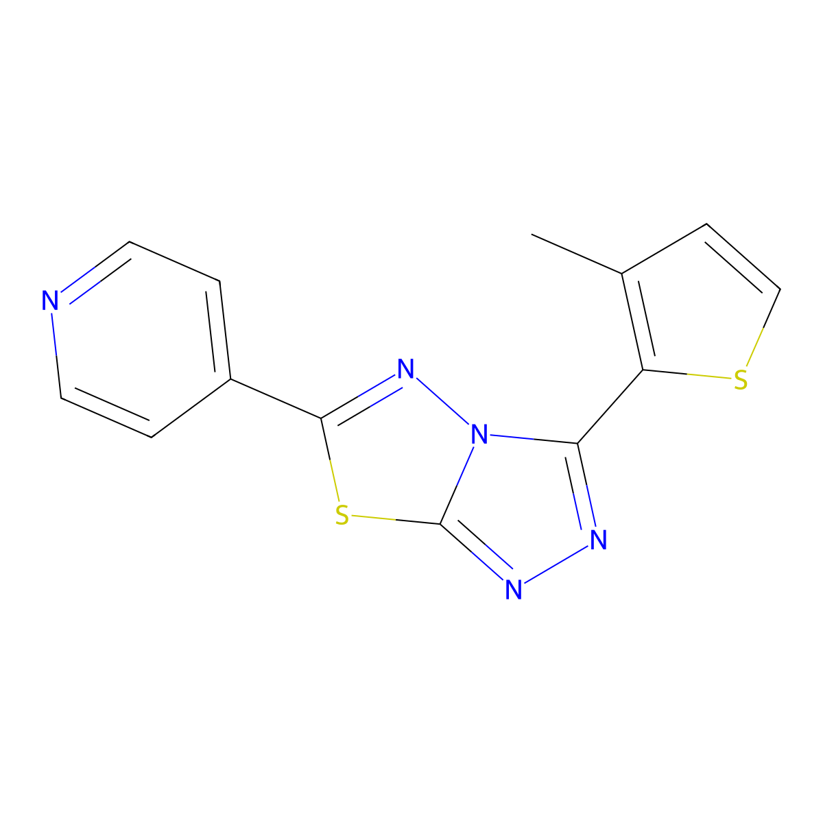 4-[3-(3-Methylthiophen-2-yl)-[1,2,4]triazolo[3,4-b][1,3,4]thiadiazol-6-yl]pyridine molecular structure, CAS 1010921-84-2