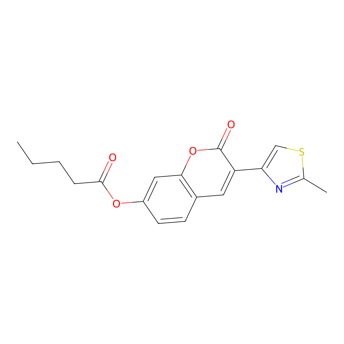 3-(2-methyl-1,3-thiazol-4-yl)-2-oxo-2H-chromen-7-yl pentanoate molecular structure, CAS 1010921-92-2