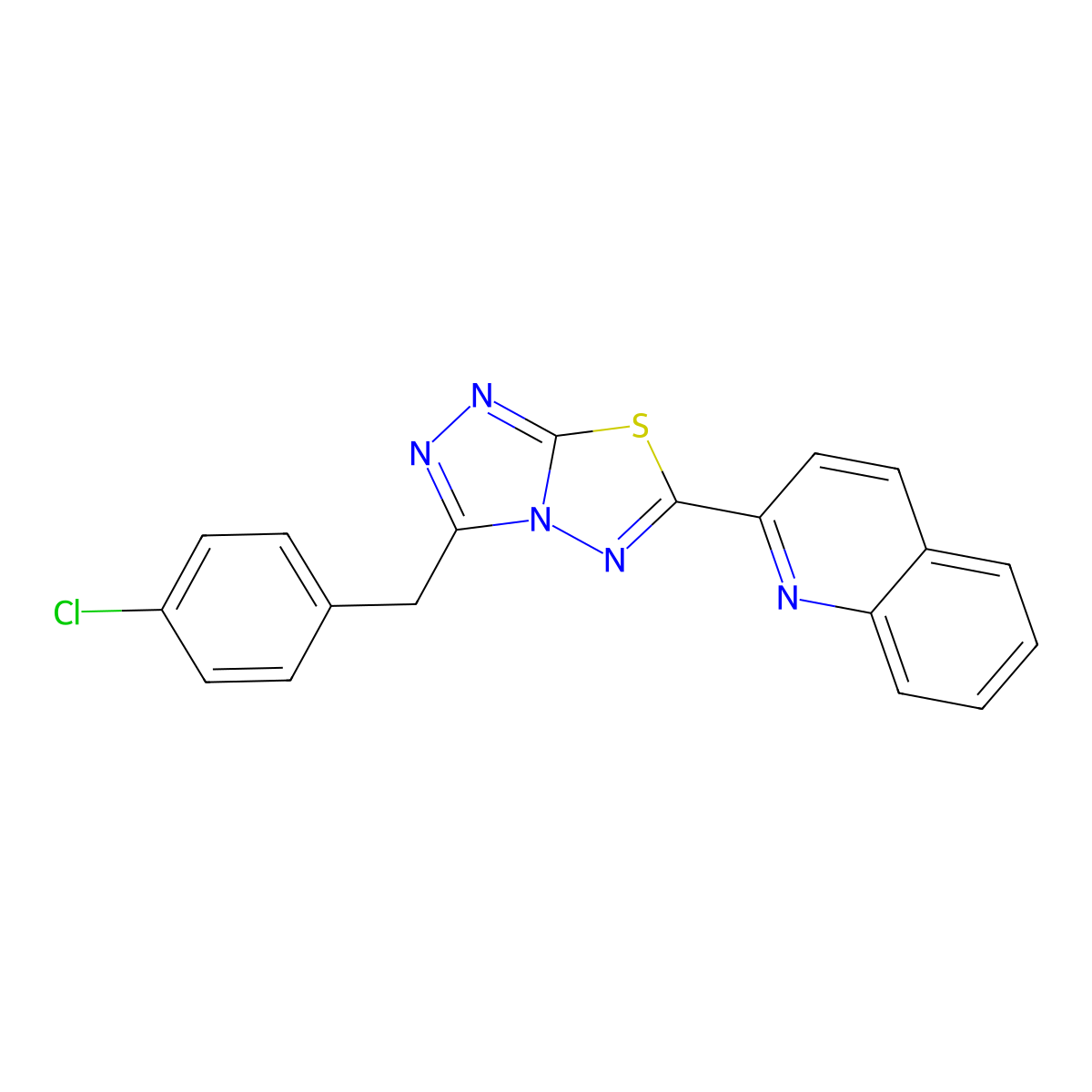 2-[3-(4-Chlorobenzyl)[1,2,4]triazolo[3,4-b][1,3,4]thiadiazol-6-yl]quinoline molecular structure, CAS 1010922-05-0