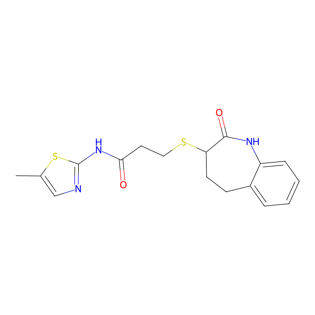 3-[(2-hydroxy-4,5-dihydro-3H-1-benzazepin-3-yl)sulfanyl]-N-(5-methyl-1,3-thiazol-2-yl)propanamide molecular structure, CAS 1010922-06-1